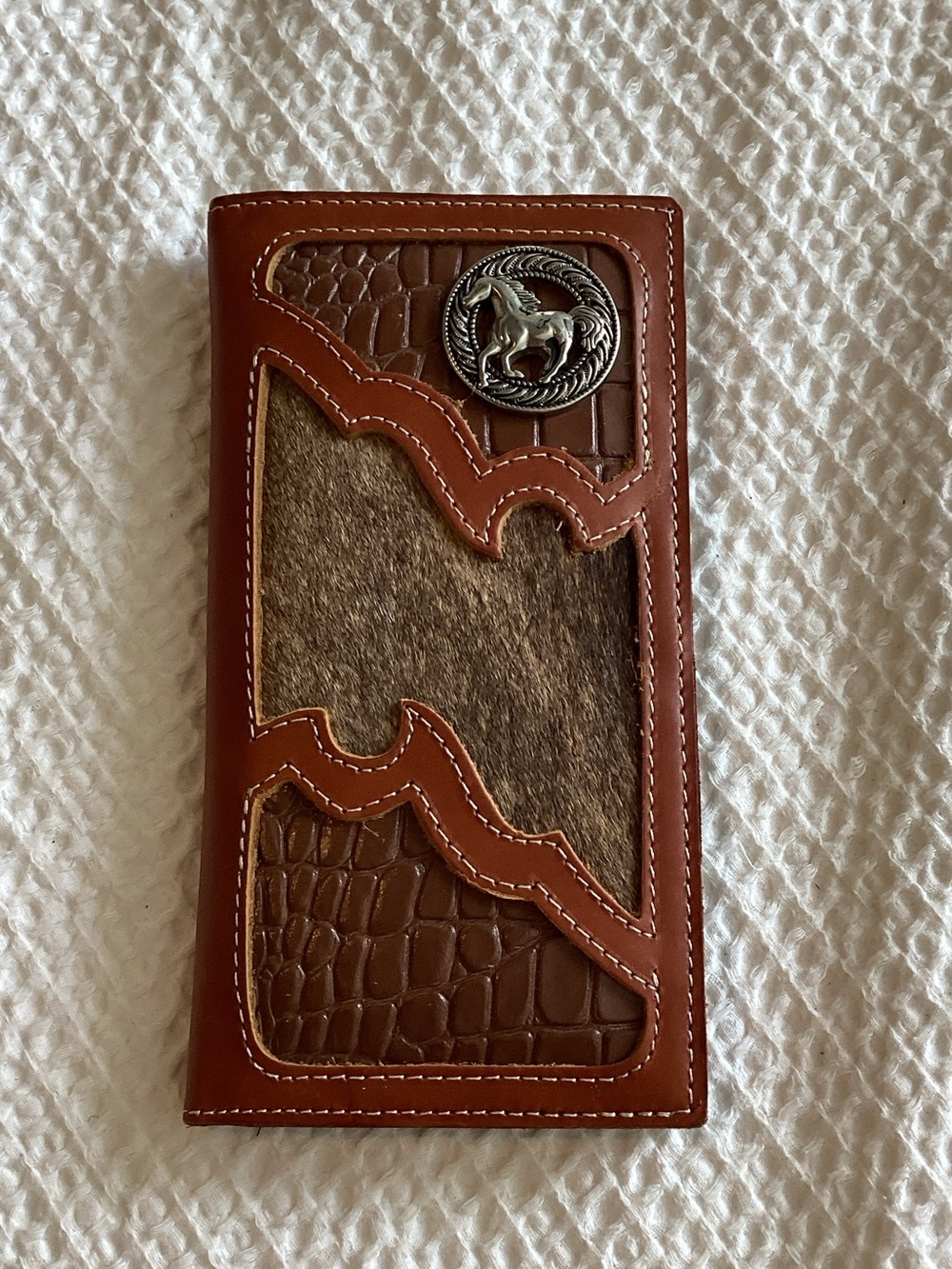 Brown Western Leather & Hair-On Hide‎ Men's Long Wallet